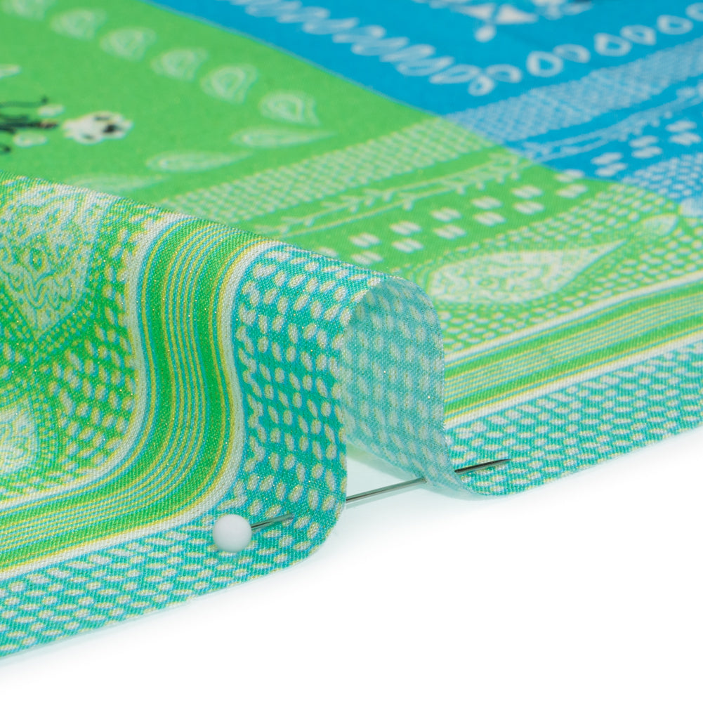 Metallic Viscose Woven Panel - Blue, Green and Pink Bandana Paisley Patchwork - Mood Exclusive Bandana Believer - Joann Fabrics