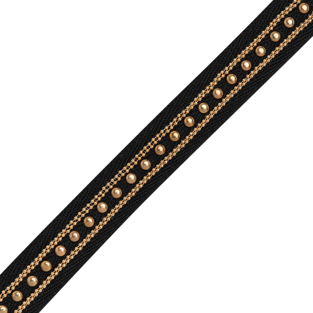 Yaya Han Twill Tape with Studs and Chains - Gothic Gold and Black, 0.75