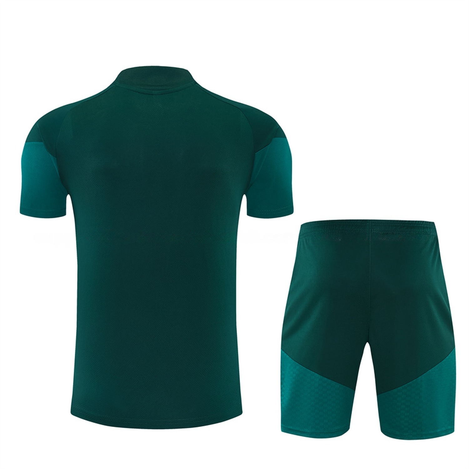 Real Madrid 26-27 Rose Red Stripes Kids Short-Sleeve Training Set - Dark Green Top & Dark Green Shorts - UnitedFutballJersey