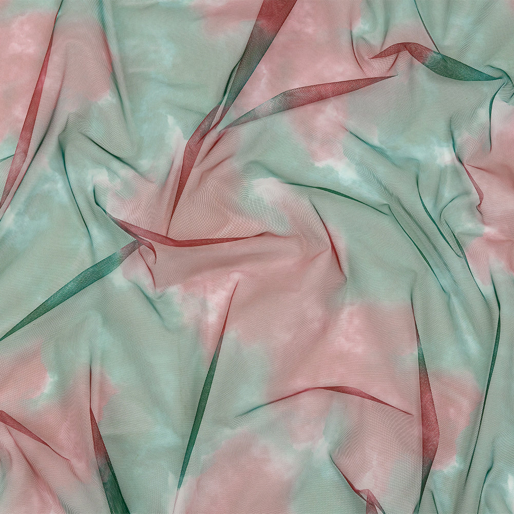 Red and Green Abstract Watercolor Printed Tulle - Joann Fabrics