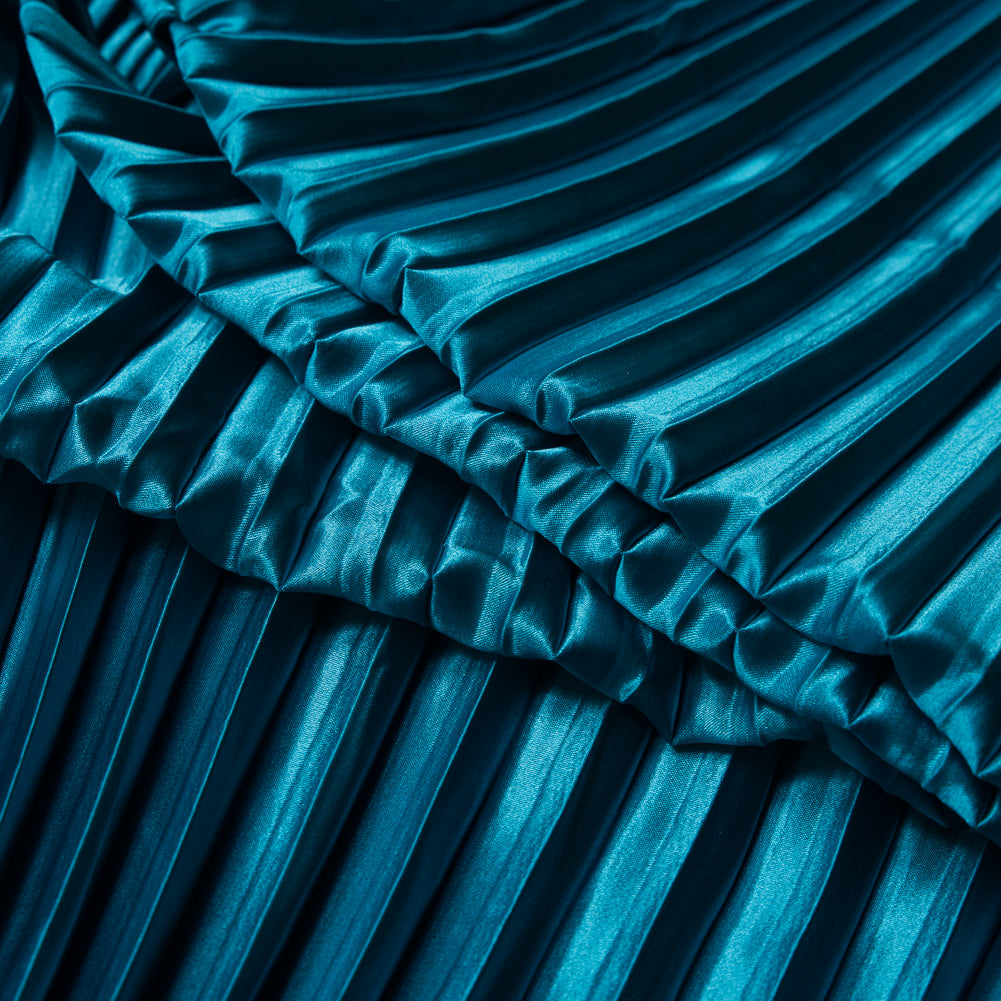 Pleated Stretch Satin - Aqua - Andreas Collection - Joann Fabrics