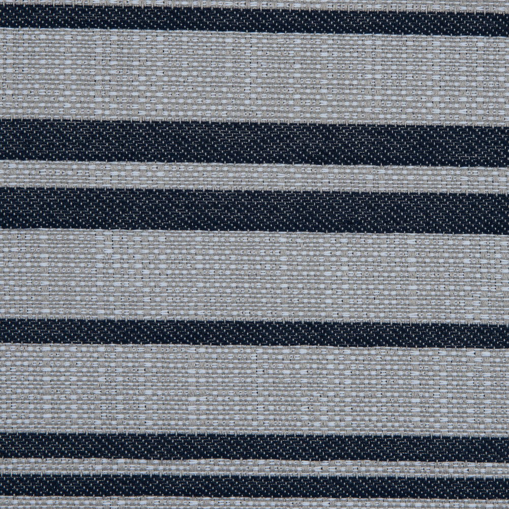 Navy Blazer and Beige Barcode Striped Polyester Woven - Joann Fabrics