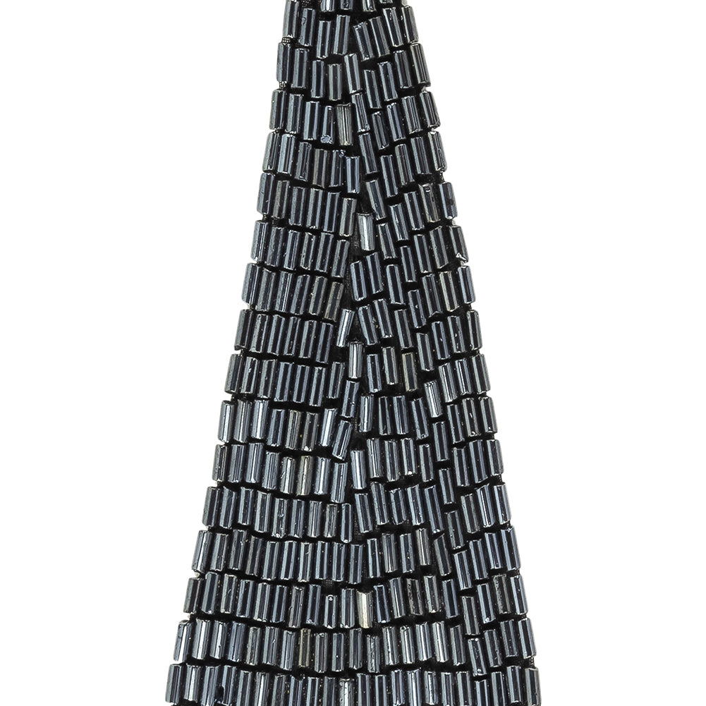 Vintage Gunmetal Bugle Beaded Triangle Applique - 5