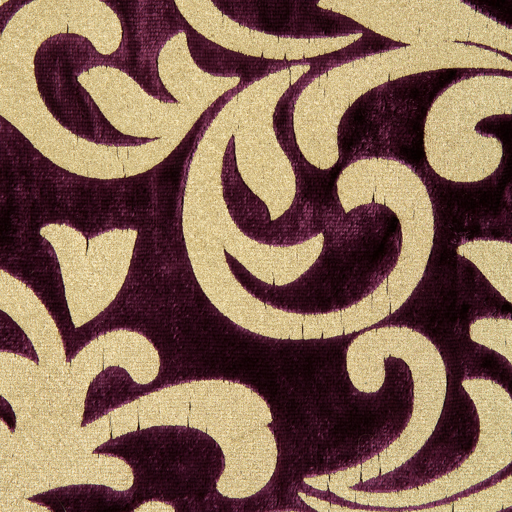 Royal Purple Velvet with Royal Gold Foil Foliage Design - Joann Fabrics