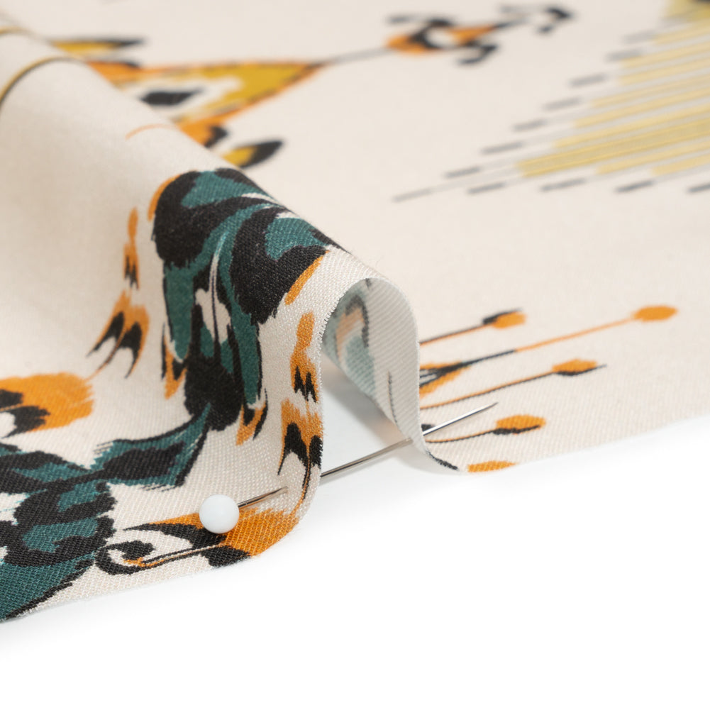 Tencel Woven Print - Yellow, Teal and White Intricate Abstracts - Mood Exclusive Table Settings - Joann Fabrics