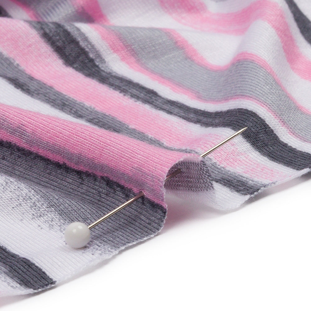 Pink, Gray and White Painterly Stripes Stretch Rayon Jersey - Joann Fabrics