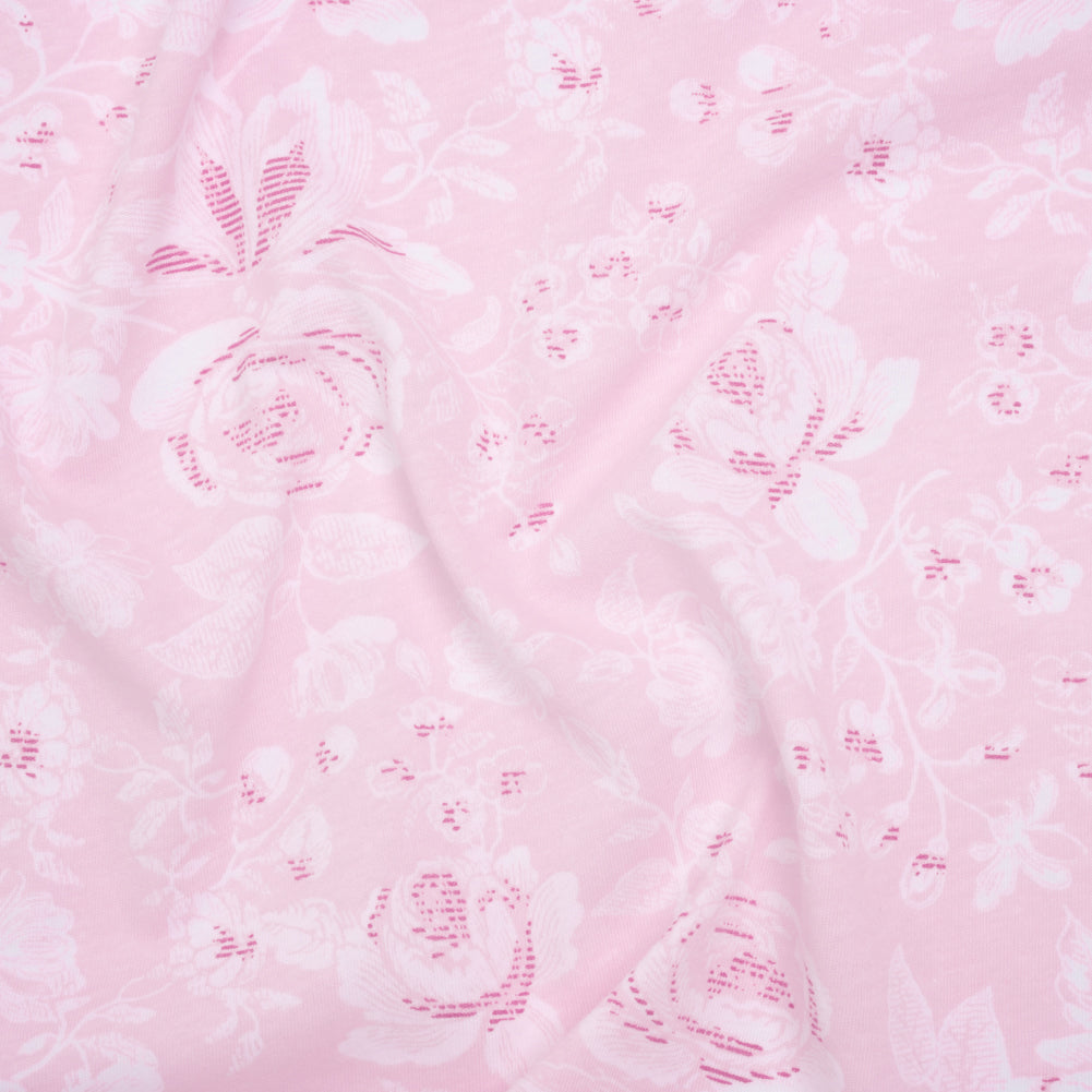 Cotton Jersey - Pink and White Floral - Deadstock - Joann Fabrics
