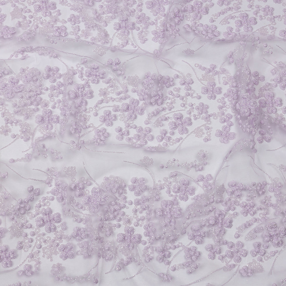 3D Puffy Glitter Tulle - Lilac Floral Stripes - Joann Fabrics