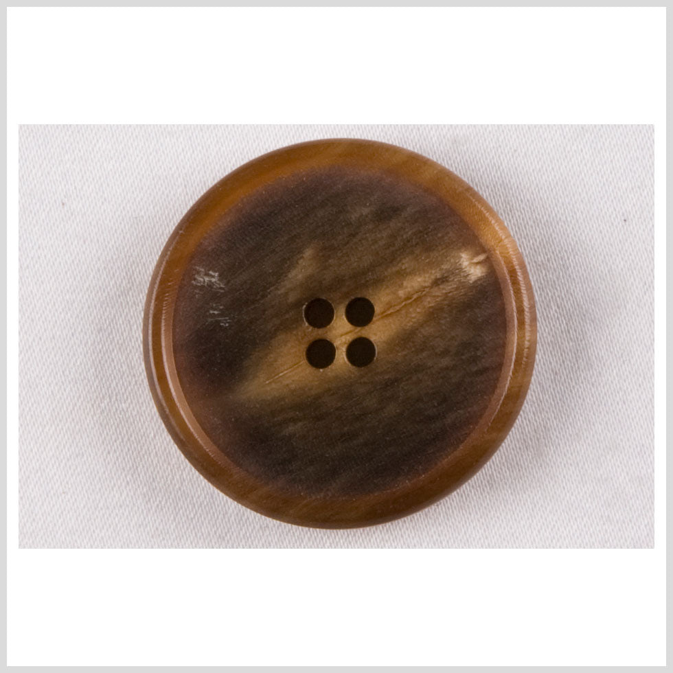 Horn 4-Hole Button - 44L/28mm - Brown and Tan Narrow Rim - Joann Fabrics