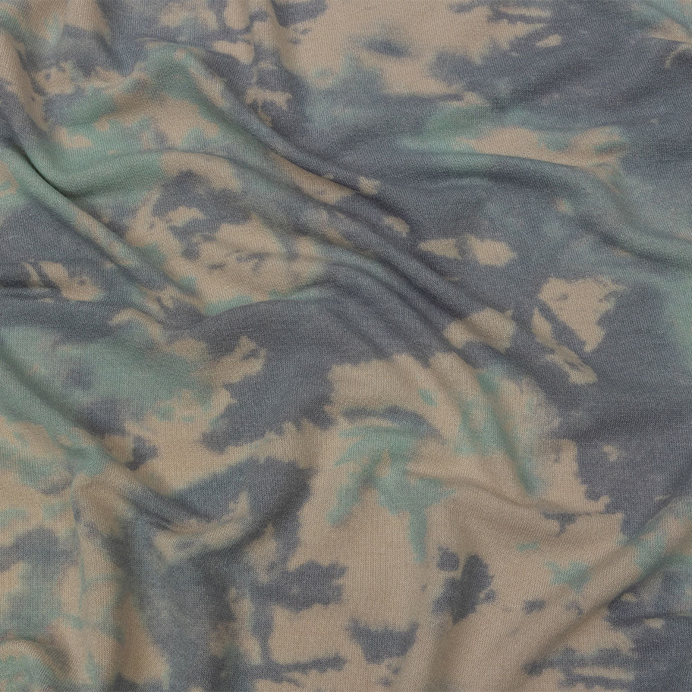 Beige, Gray and Mint Tie Dye Splash Stretch Polyester and Rayon French Terry - Joann Fabrics