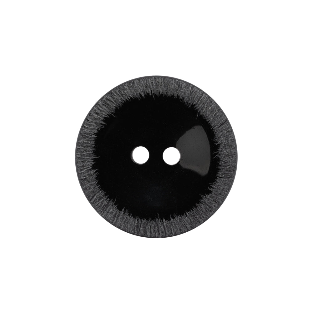 Plastic 2-Hole Button - 35L/22mm - Black Shallow Plate with Etched Rim - Joann Fabrics