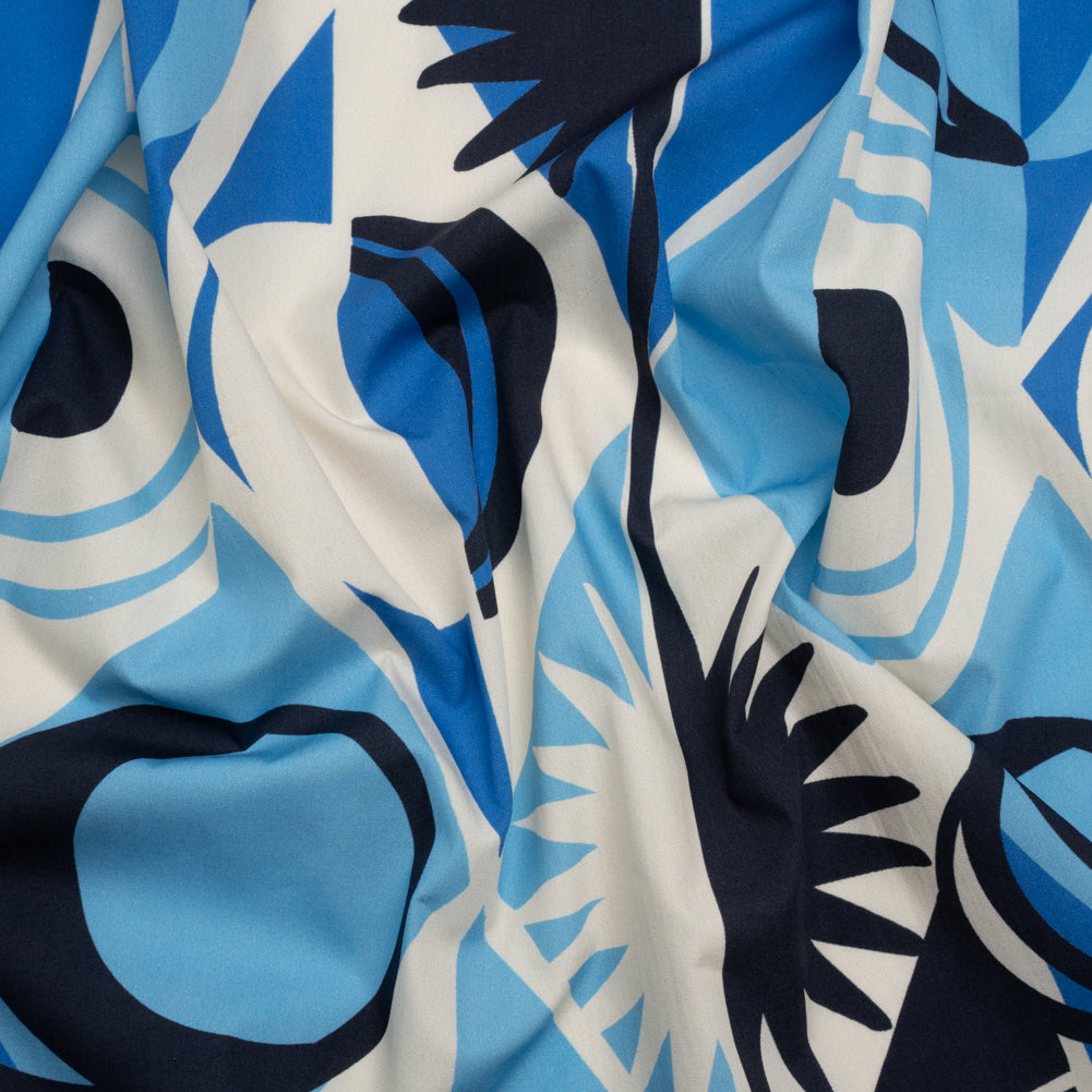 Cotton Poplin Print - Blue Geometric Suns and Circles - Mood Exclusive Twinkle Twinkle - Joann Fabrics