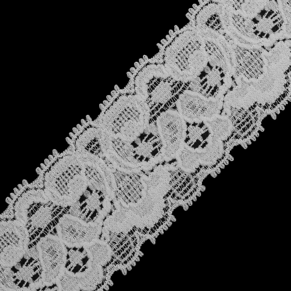 White Stretch Lace Trim - 1.25