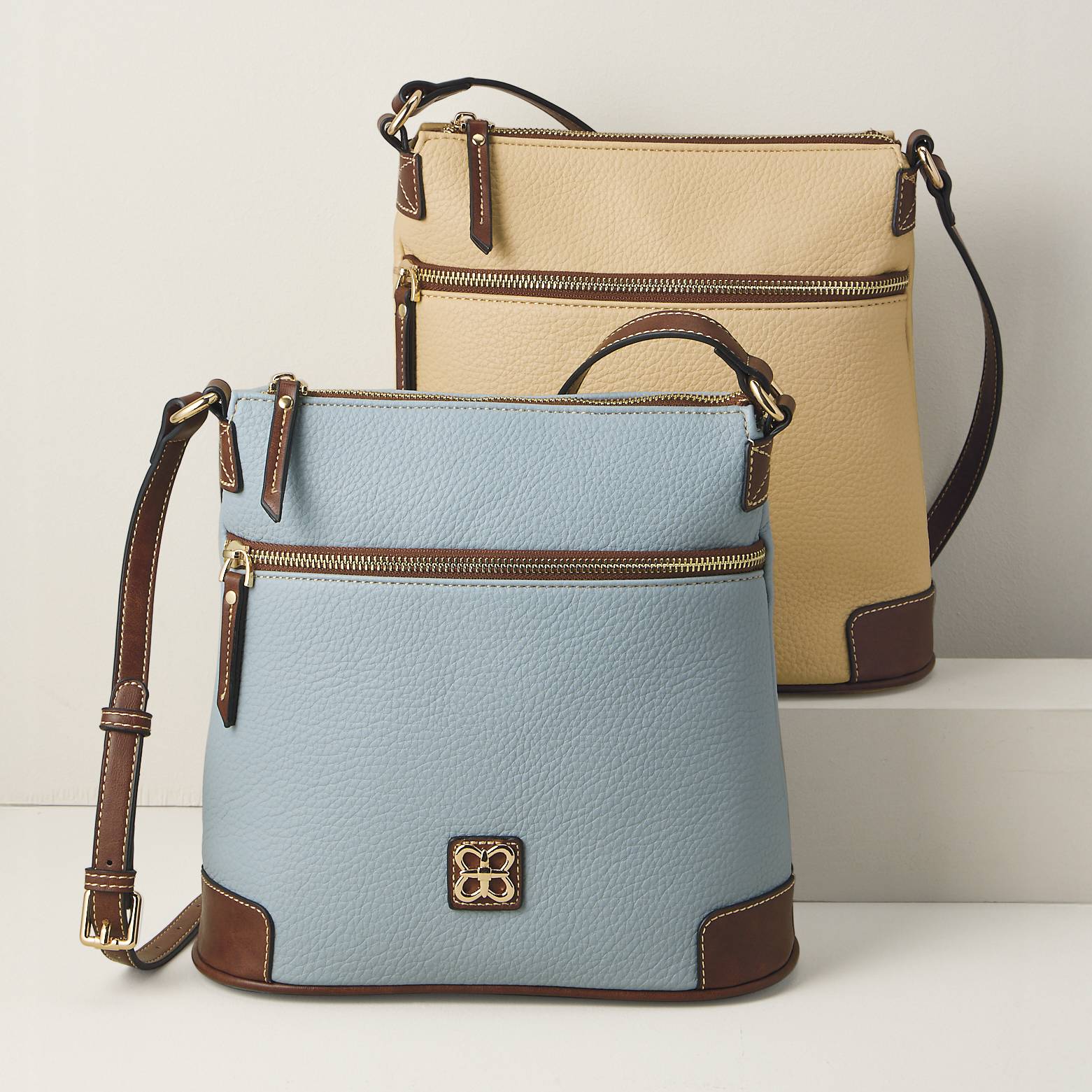 Two-Tone Crossbody, Contrast Trim, Front Zip Pocket - Northstyle Catalog