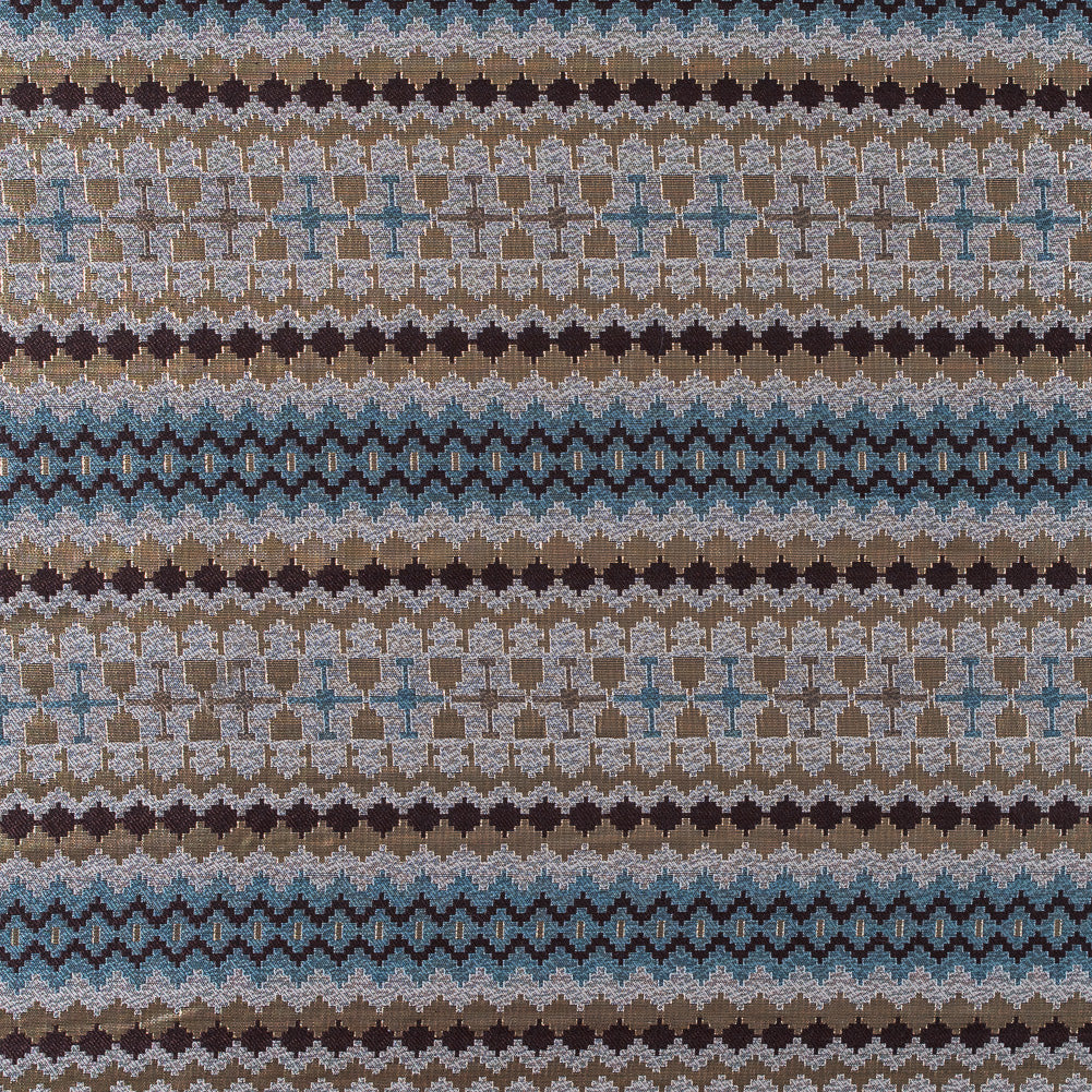 Italian Metallic Gold, Brown and Blue Geometric Brocade - Joann Fabrics