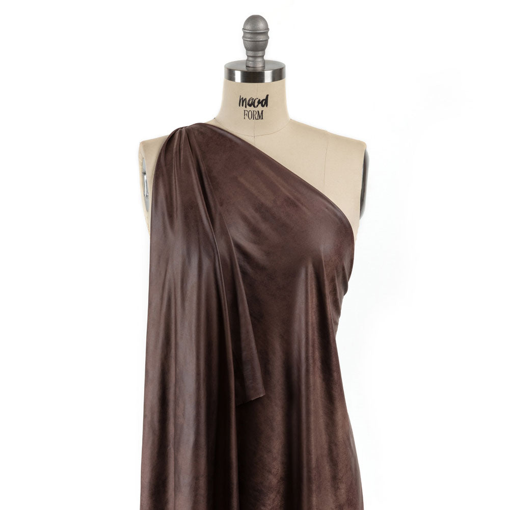 Faux Leather Foil Stretch Polyester Knit - Dark Brown Cloud Textured - Vanessa Collection - Joann Fabrics
