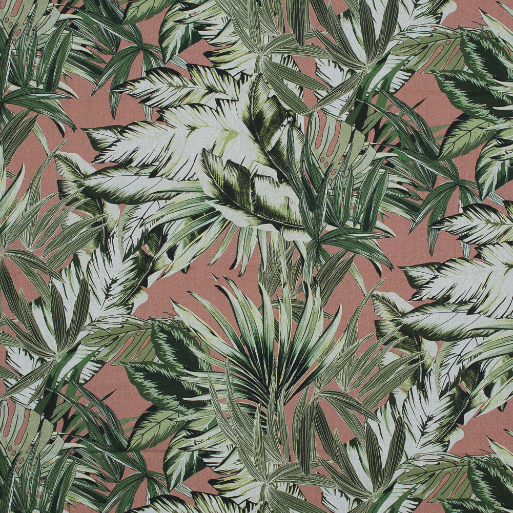 Cotton Voile - Pink and Green Palm Leaves - Triumph of Clarity Print - Mood Exclusive Key Largo Collection - Joann Fabrics