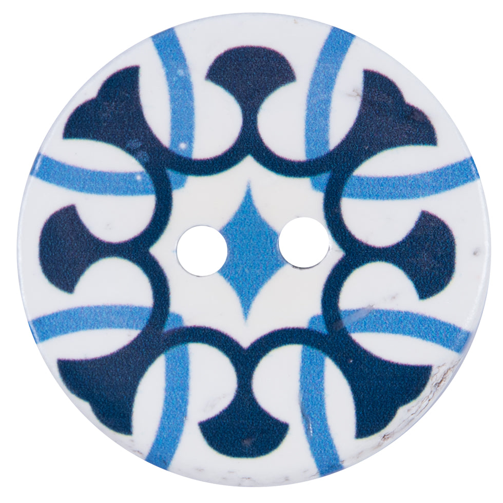 Italian Blue and White Coconut Button - 64L/40.5mm - Joann Fabrics