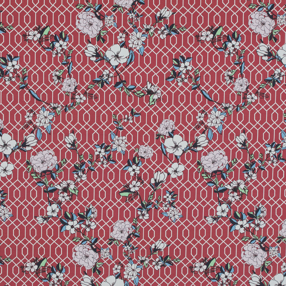 Cotton Poplin - Red Floral and Geometric - La Fortuna de lo Memorable Print - Mood Exclusive Avenable Collection - Joann Fabrics