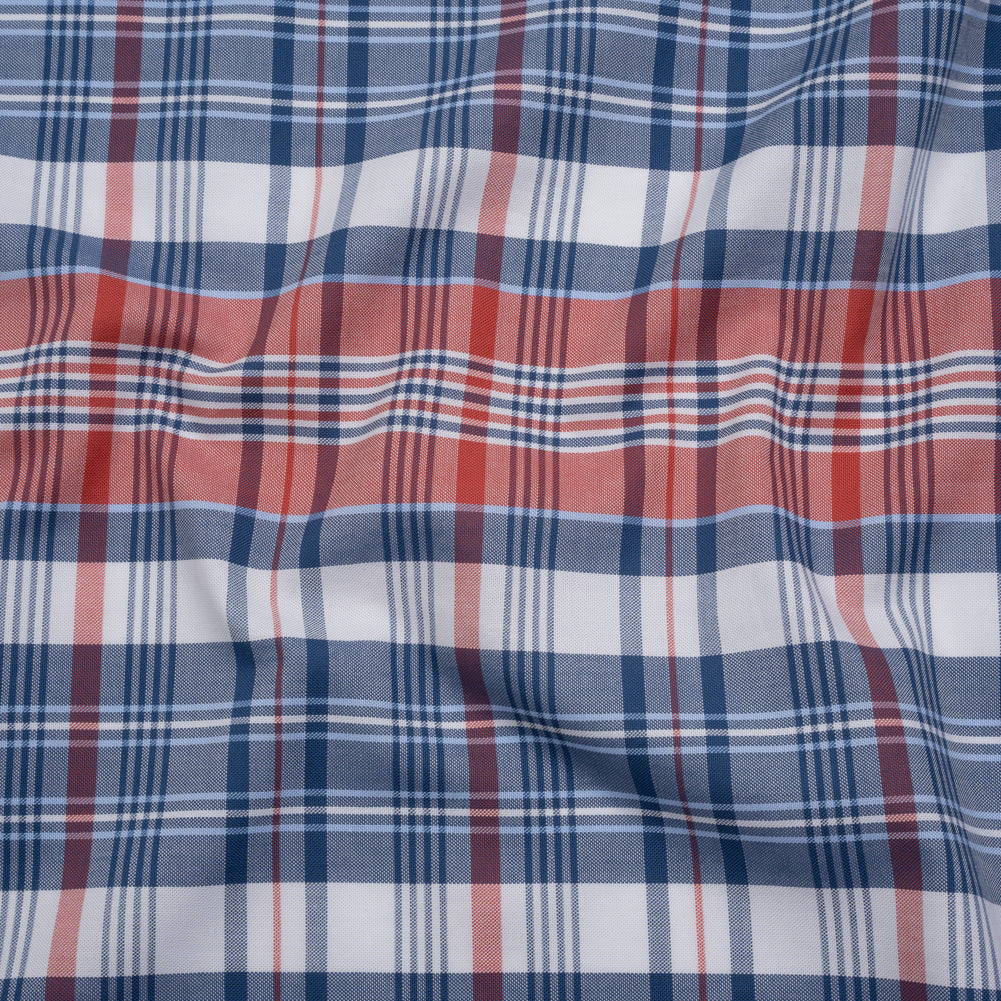 Cotton Oxford Shirting - Red, Blue and White Plaid - Deadstock - Joann Fabrics