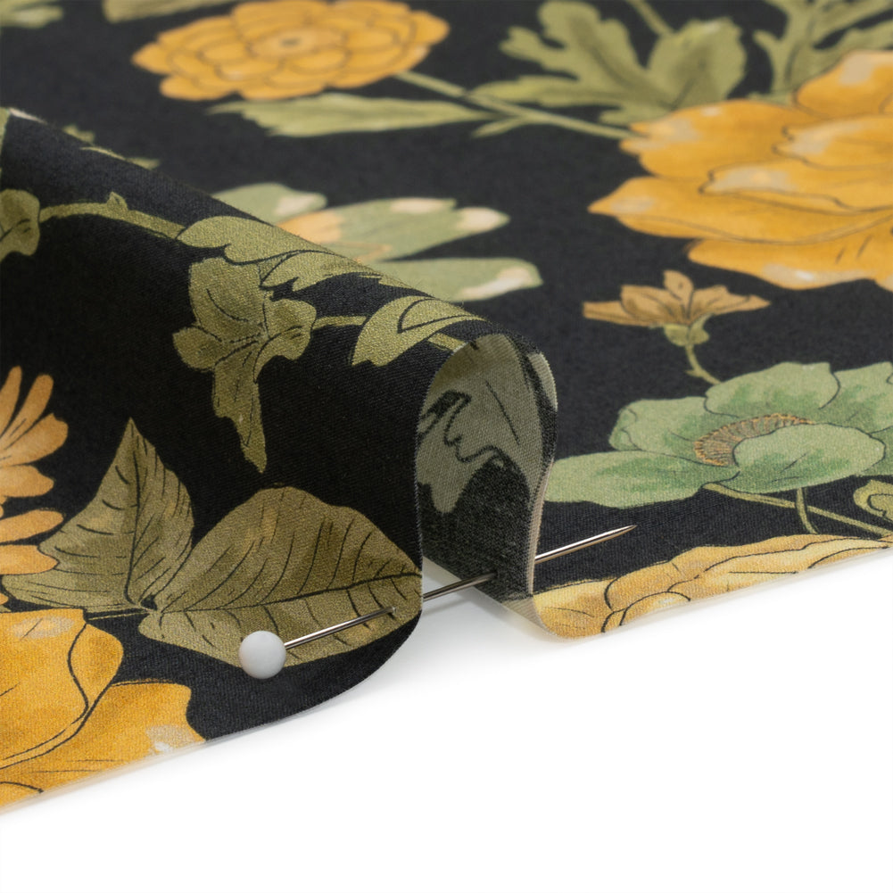 Cotton Poplin Print - Black and Yellow Floral - Mood Exclusive Glorious Gardens - Joann Fabrics