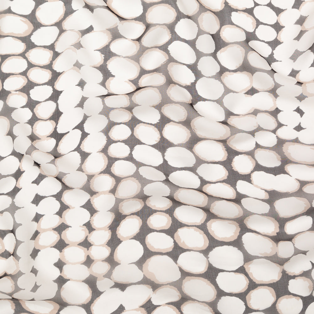 Black, Taupe and White Circles Silk Chiffon - Joann Fabrics