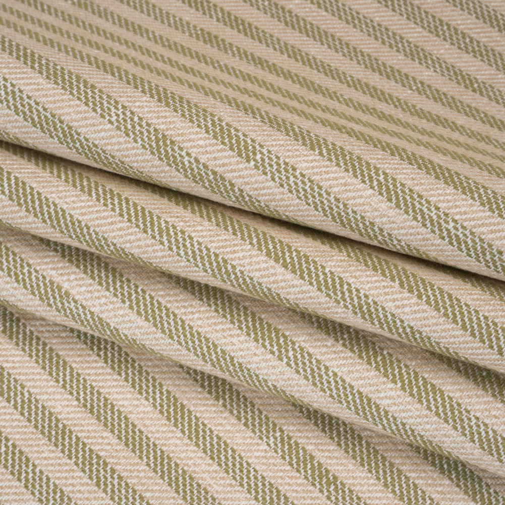 Polyester and Cotton Herringbone Twill - Olive Stripes - British Imported - Joann Fabrics