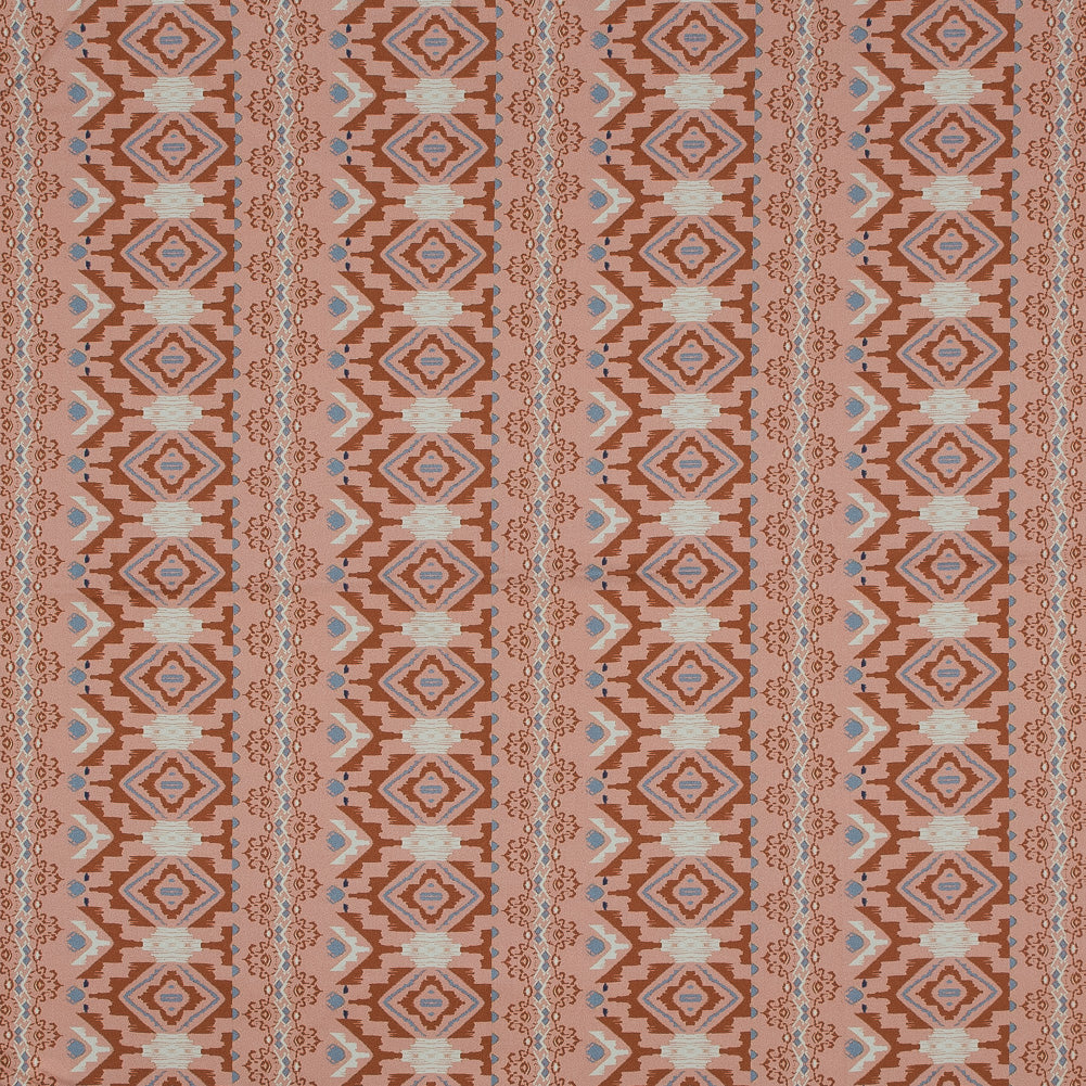 Stretch Cotton Sateen - Peach and Red Geometric Stripes - Wisdom of Empathy Print - Mood Exclusive Key Largo Collection - Joann Fabrics