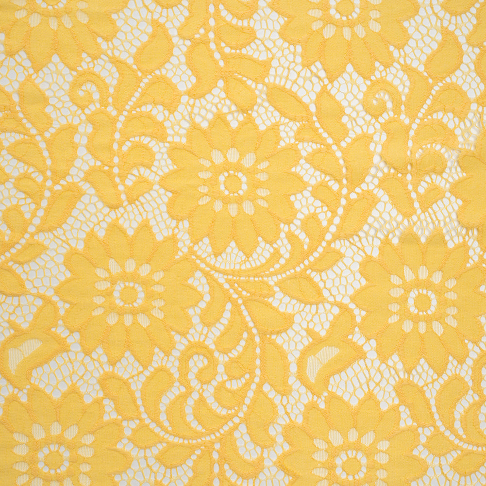 Nylon and Cotton Re-Embroidered Lace - Sunshine Yellow Floral - Designer Deadstock - Joann Fabrics