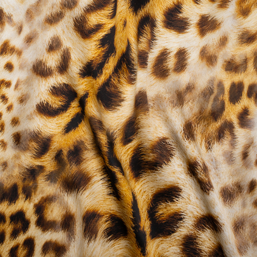 Silk Charmeuse Print - Beige and Black Leopard Fur - Made in Italy - Joann Fabrics