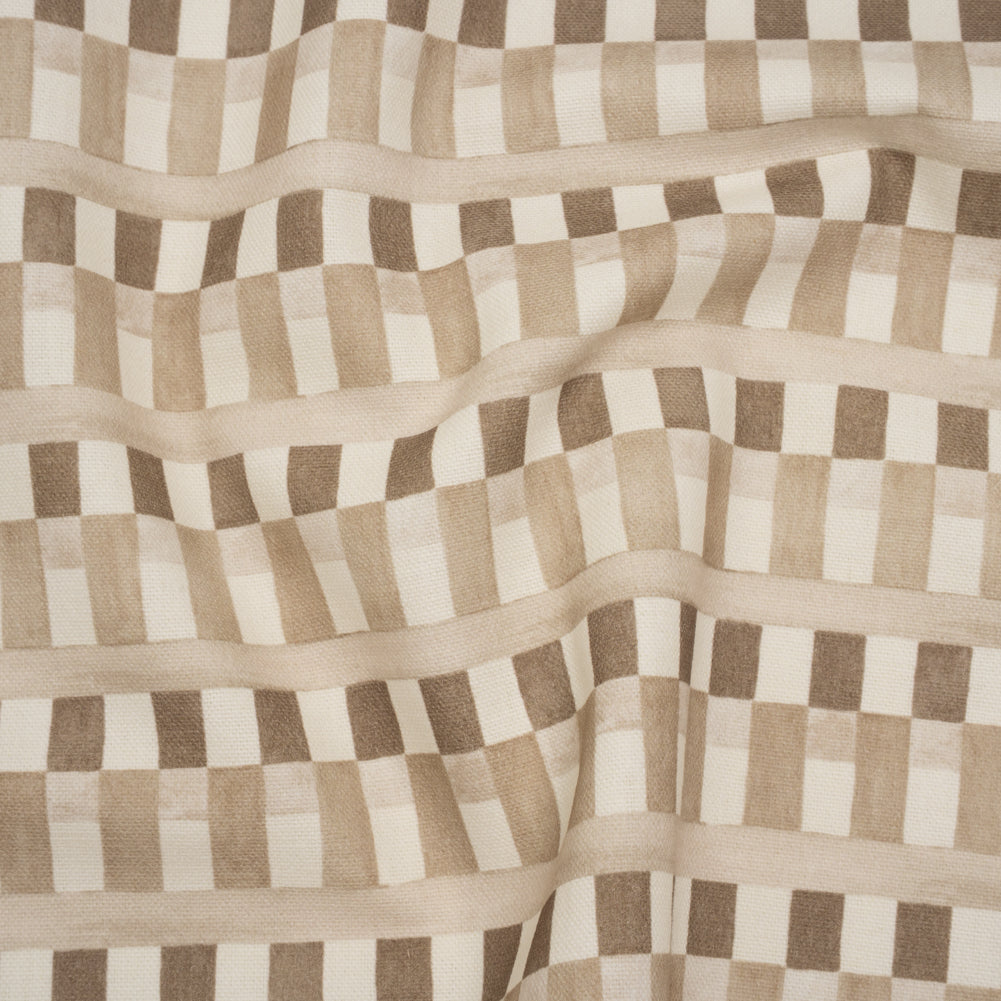 Cotton and Linen Canvas Print - Natural Geometric Block Stripes - British Imported - Joann Fabrics