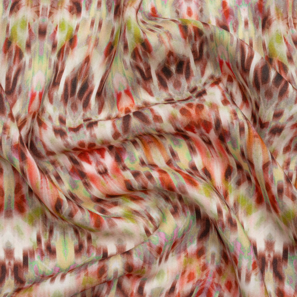 Tencel Woven Print - Brown, Red and Lime Green Blurred Abstract - Mood Exclusive Powerfully Prismatic - Joann Fabrics