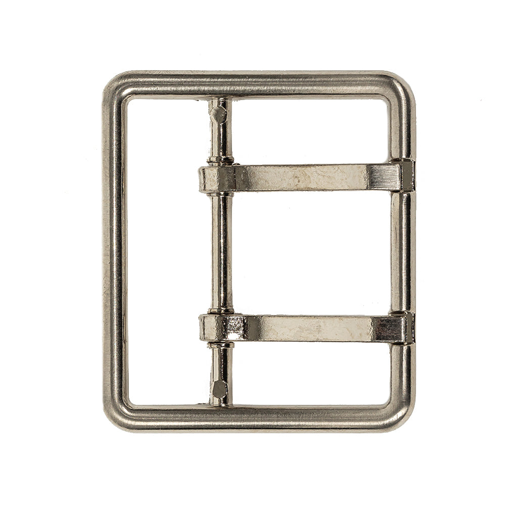 Sturdy Satin Nickel Double Tongue Buckle - 2.375 x 2.125