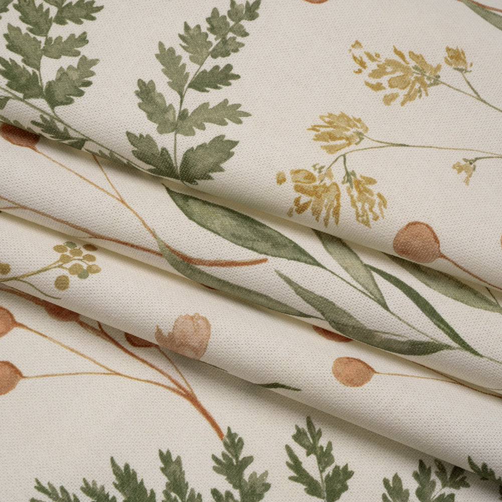 Printed Cotton Canvas - Autumn Painted Wildflowers and Leaves - British Imported - Joann Fabrics