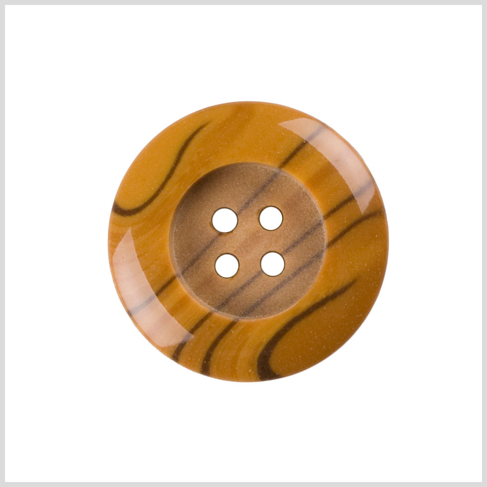 Plastic 4-Hole Button - 28L/18mm - Butterscotch Orange and Brown Swirling Stripes - Joann Fabrics