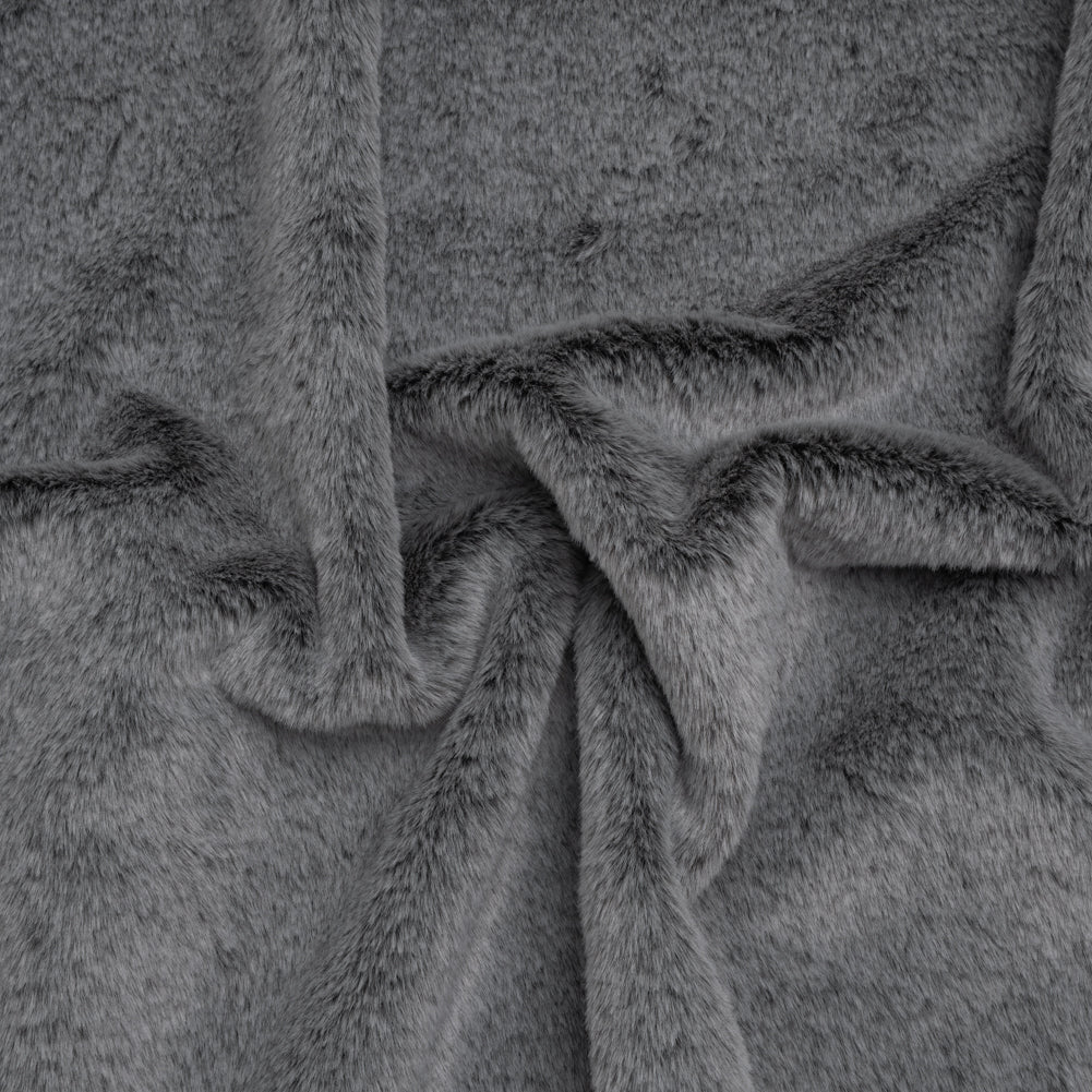 Two-Tone Short Pile Recycled Polyester Faux Fur - Black and Gray - Joann Fabrics