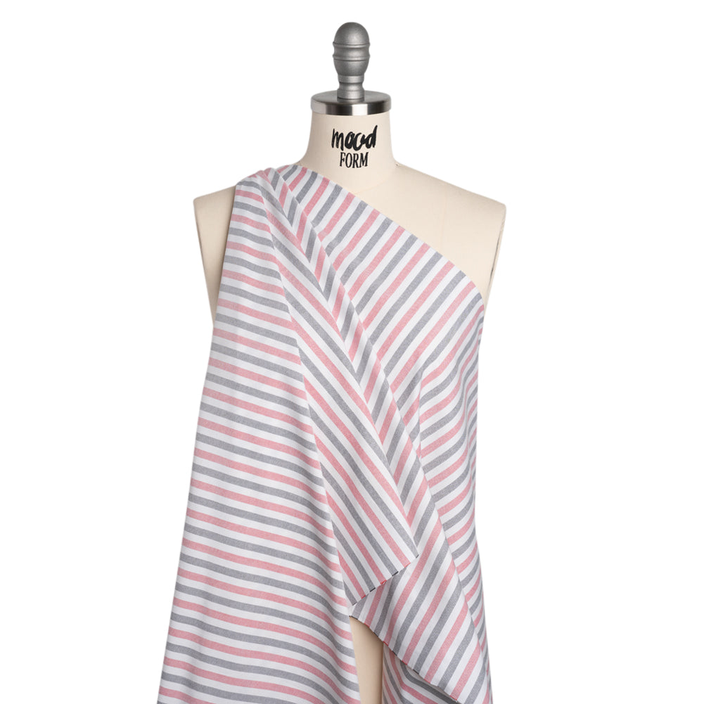 Cotton Oxford Shirting - Black, Red and White Stripes - Deadstock - Joann Fabrics