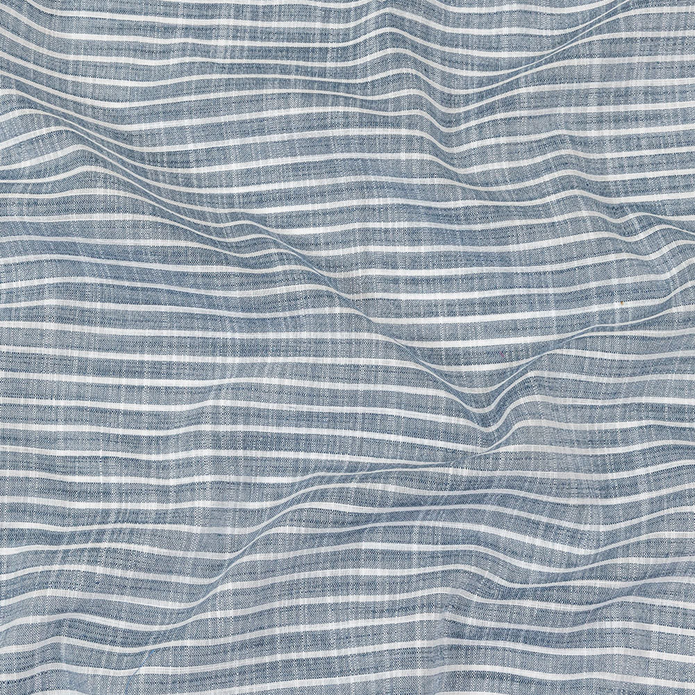Colony Blue and White Striped Slubbed Cotton and Polyester Woven - Joann Fabrics