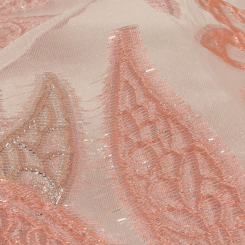 Metallic Silver and Pink Leafy Luxury Burnout Brocade - Joann Fabrics