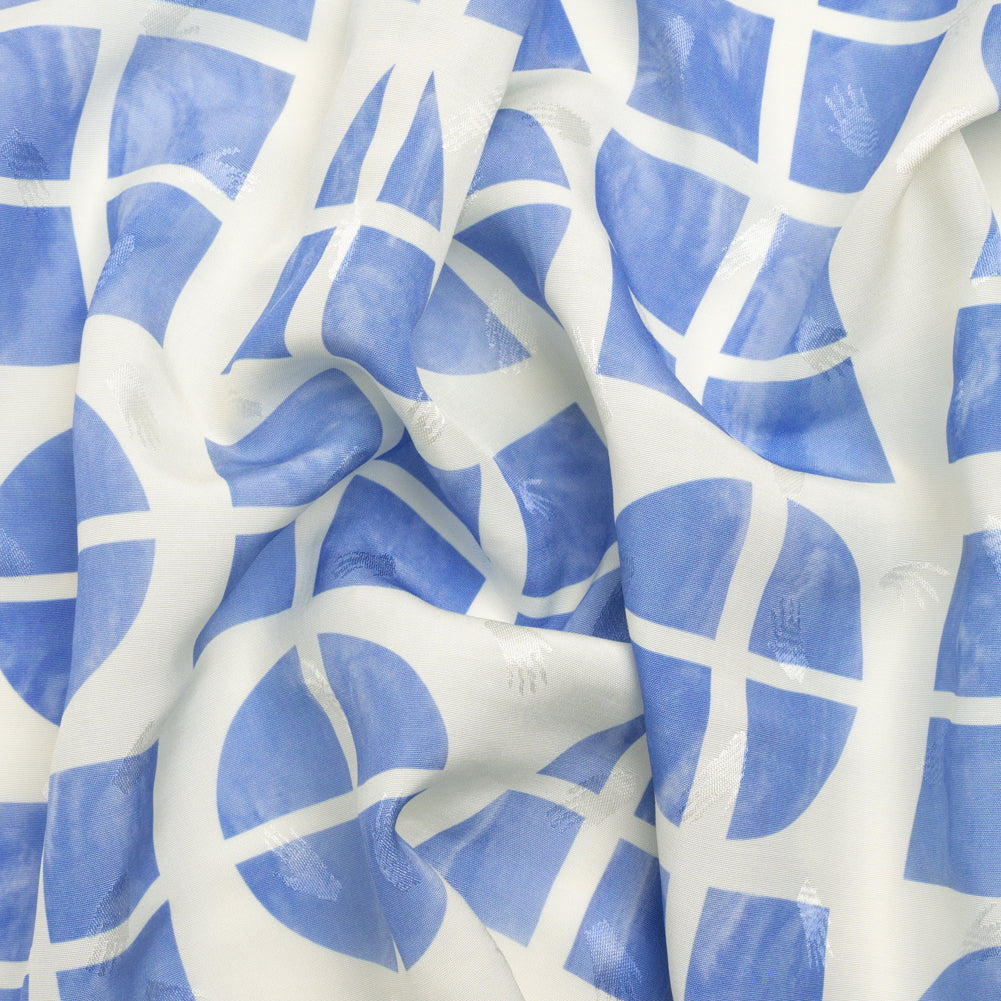 Hands Viscose Jacquard Print - Blue Divided Geometric Shapes - Mood Exclusive Elementary Views - Joann Fabrics