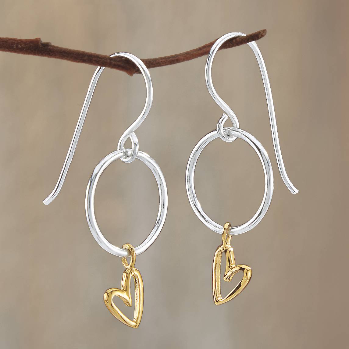 Petite Heart Sterling Silver Earrings, Goldplated Hearts, French Hooks - Northstyle Catalog