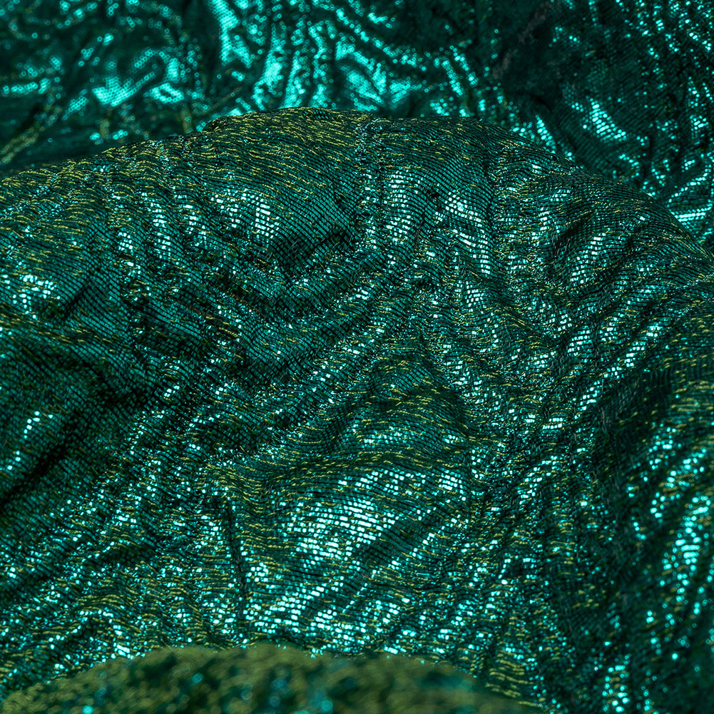 Mood Exclusive Metallic Emerald and Olivine Feathers Ombre Luxury Brocade Panel - Joann Fabrics
