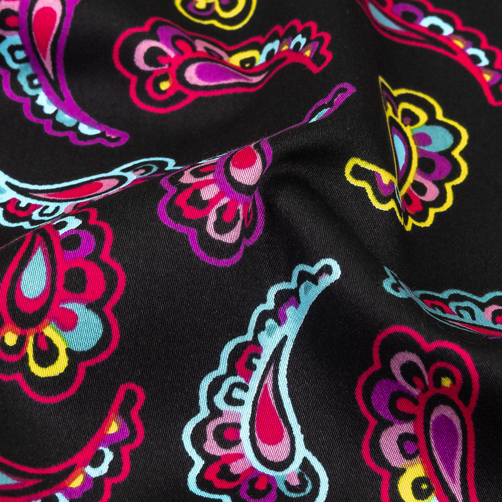 Black, Purple, and Pink Simple Paisley Cotton Shirting - Joann Fabrics
