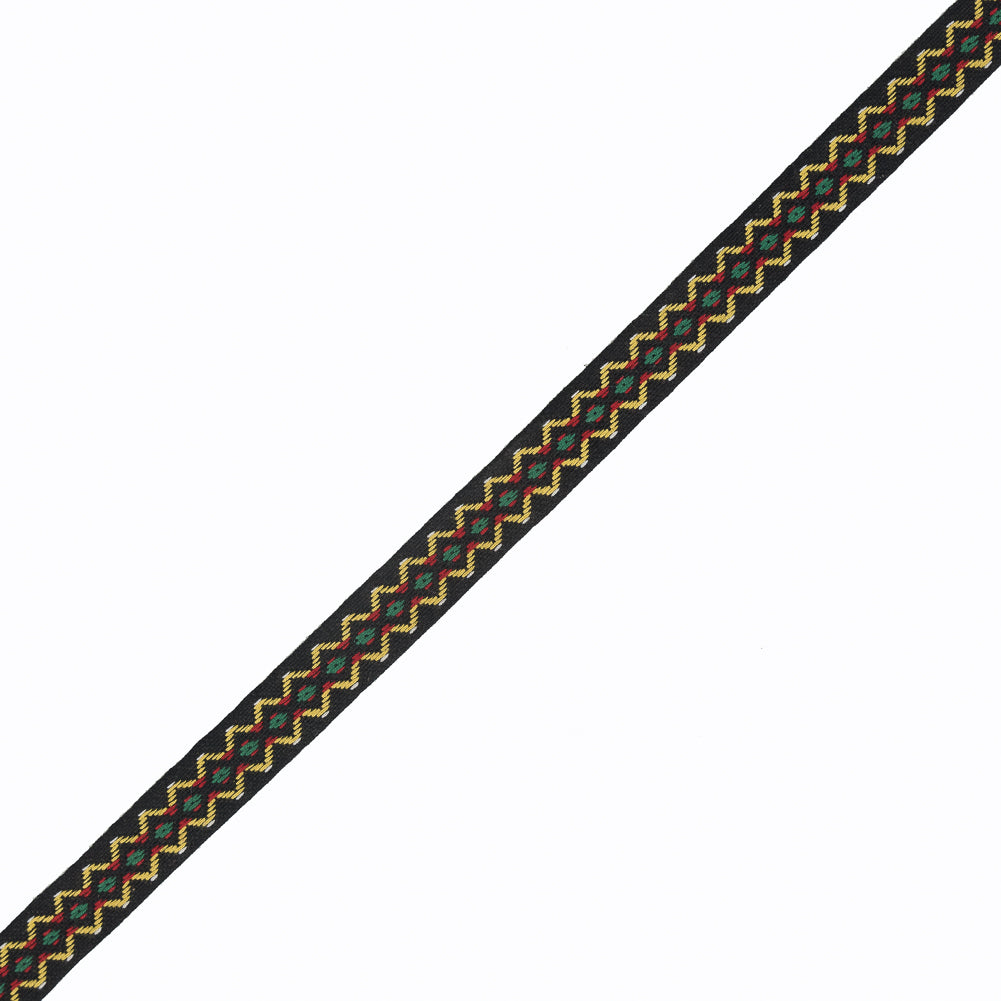 Black and Yellow Geometric Jacquard Ribbon - 0.5