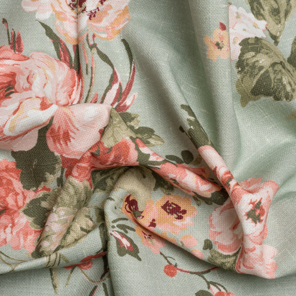 Brushed Cotton Canvas Print - Sage Elegant Floral - British Imported - Joann Fabrics