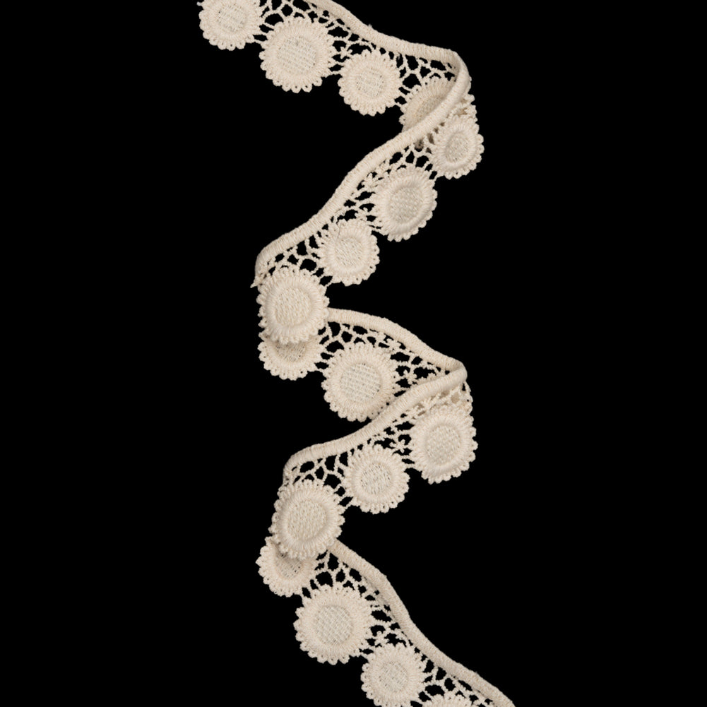 Ivory Hanging Sunflowers Cotton Venise Lace Trim - 1.5