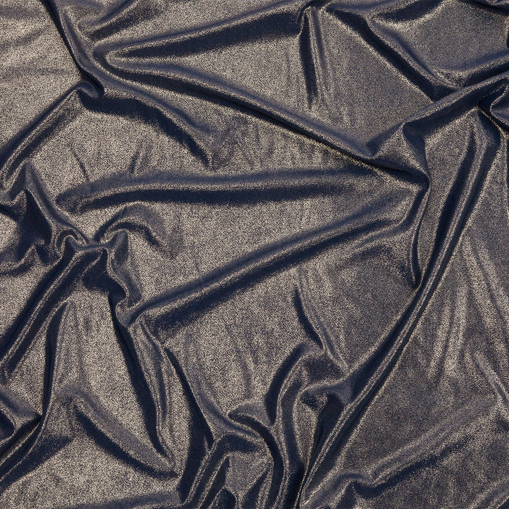 Polyester Interlock Knit with Gold Foiling - Dress Blues - Oriana Collection - Joann Fabrics