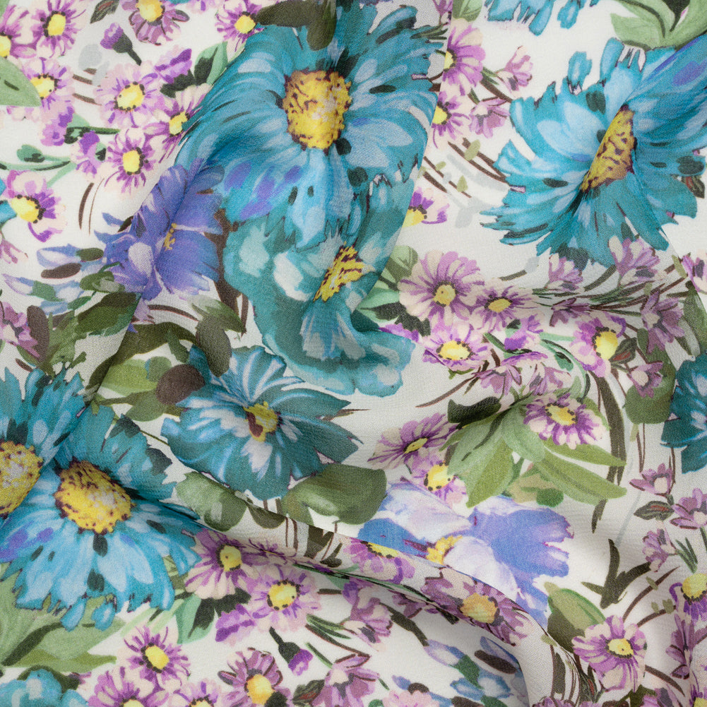 Mood Exclusive White Rhapsody in Bloom Viscose Georgette - Joann Fabrics