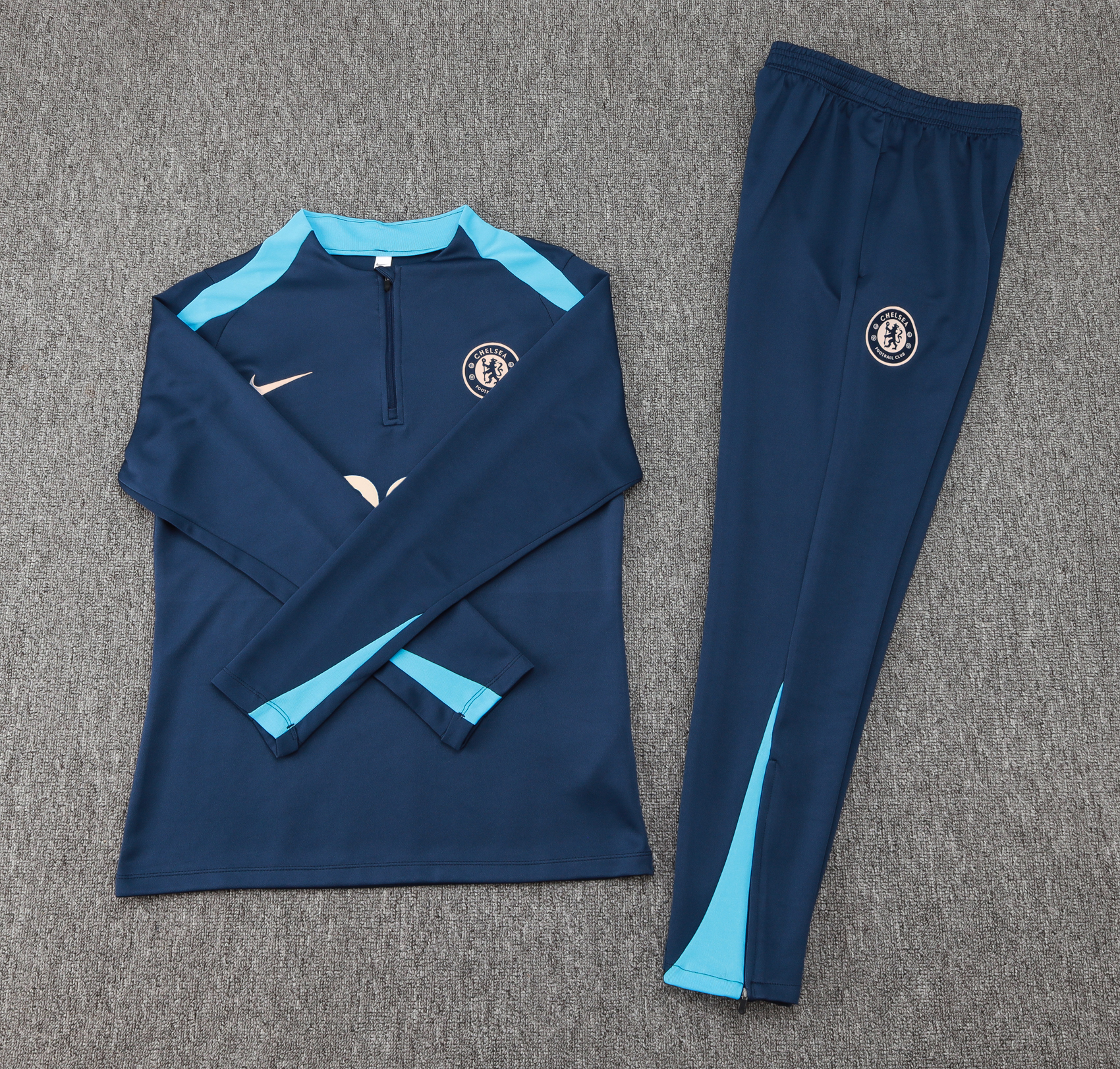 2024/2025 Chelsea Half-Pull Training Suit Royal Blue Football Shirt 1:1 Thai Quality Set