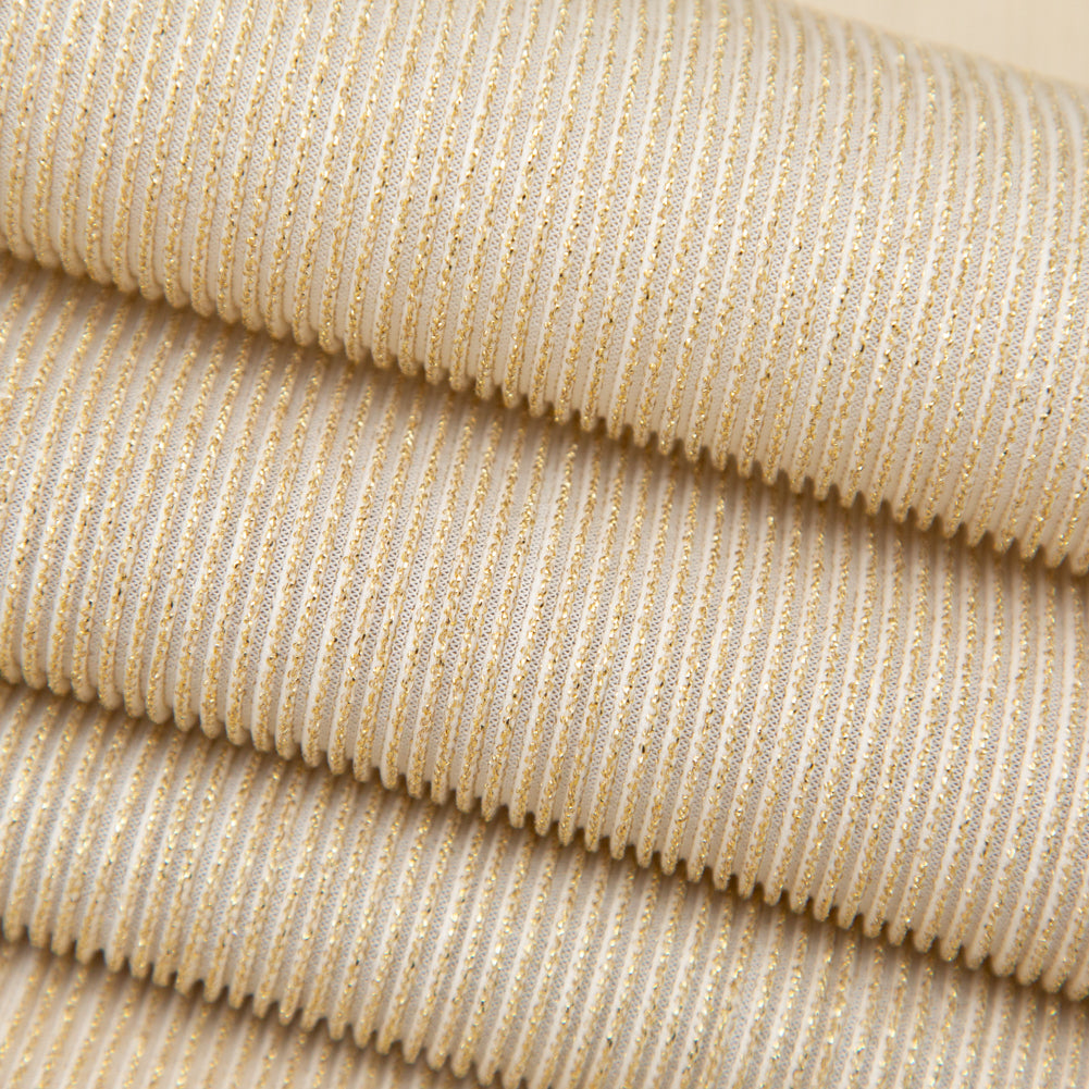 Metallic Gold and White Ultra-Stretch Raised Rib Knit - Joann Fabrics